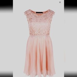 lace top pleated skater dress